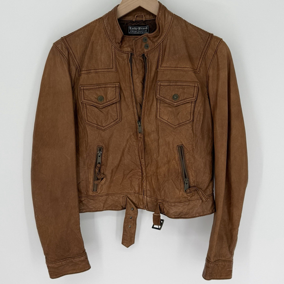 Lucky Brand Jackets & Blazers - Lucky Brand Vintage Inspired Cognac Leather Jacket Women’s Medium
